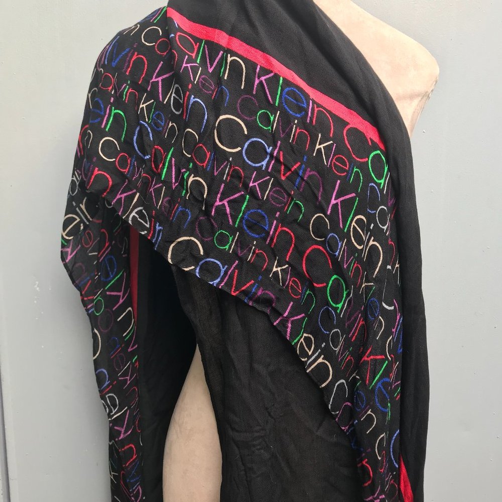 Calvin Klein Bold Graphic-Logo Multifunctional Soft Wrap Scarf Shawl Multi Color